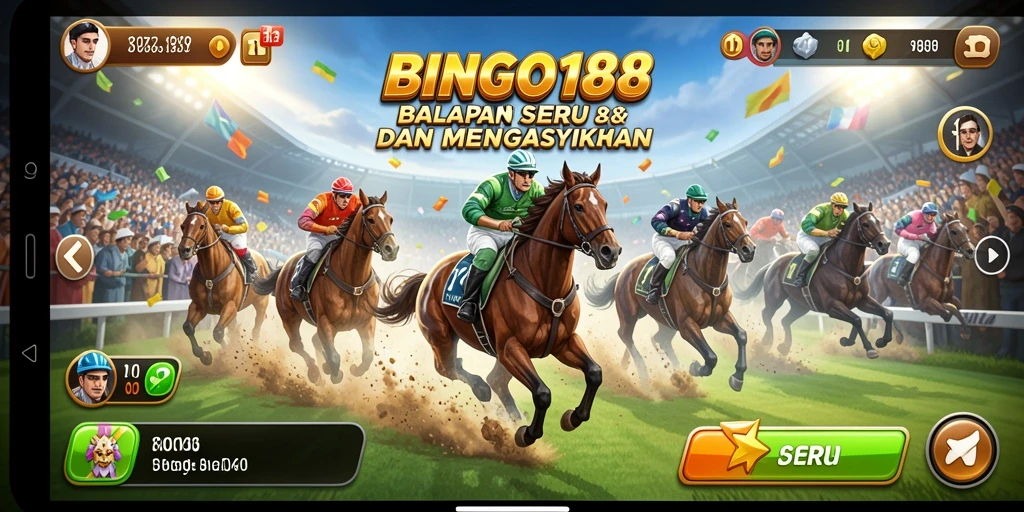 Gameplay BINGO188 yang menampilkan aksi balapan seru.