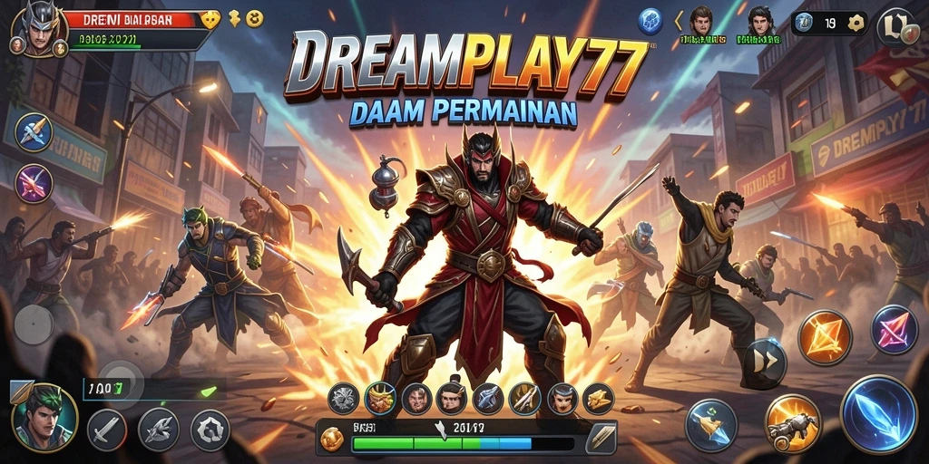 Screenshot permainan DREAMPLAY77 menunjukkan aksi menegangkan dalam pertempuran.