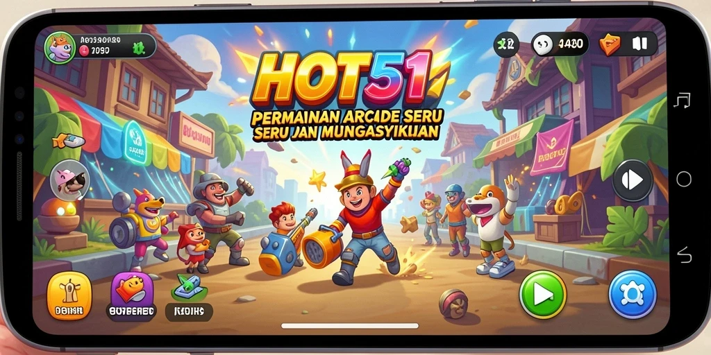 Screenshot HOT51 menampilkan gameplay seru dan penuh tantangan di level Arcade.