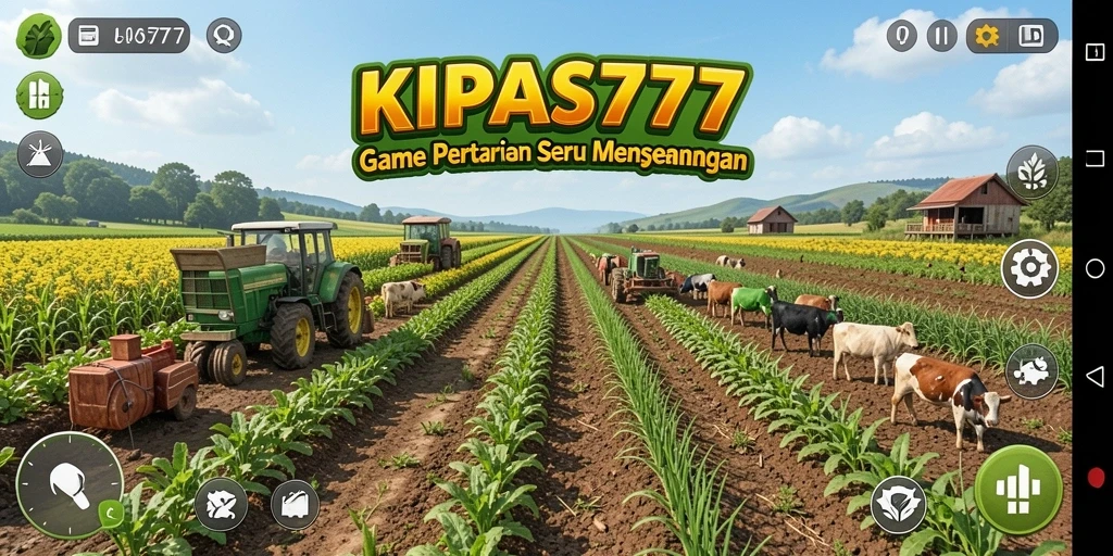 Gameplay KIPAS777 dengan pemandangan ladang yang indah.