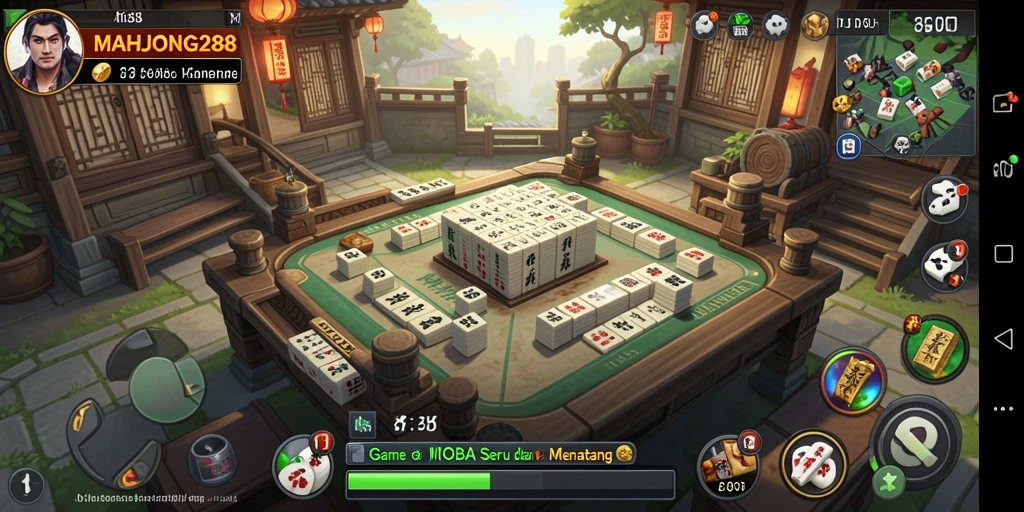 Screenshot MAHJONG288 menampilkan aksi gameplay seru dalam pertarungan tim.