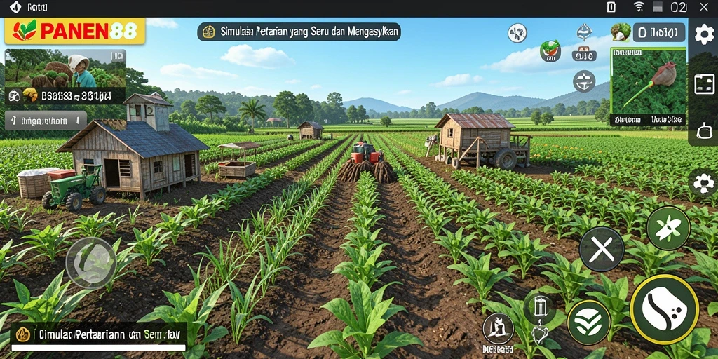 Tampilan gameplay <strong>PANEN88</strong> yang menarik dengan aktivitas bertani interaktif.