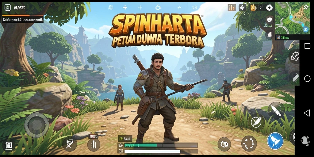 Screenshot gameplay SPINHARTA yang menampilkan petualangan seru di dunia terbuka.