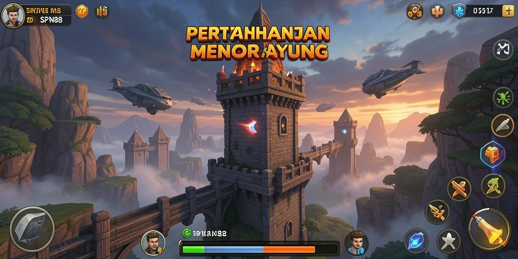 Tampilan gameplay SPN88 yang mendebarkan dalam melindungi menara.