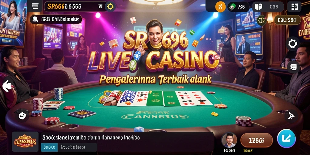 Screenshot gameplay Live Casino SR6666 menampilkan dealer langsung dan permainan yang menarik.