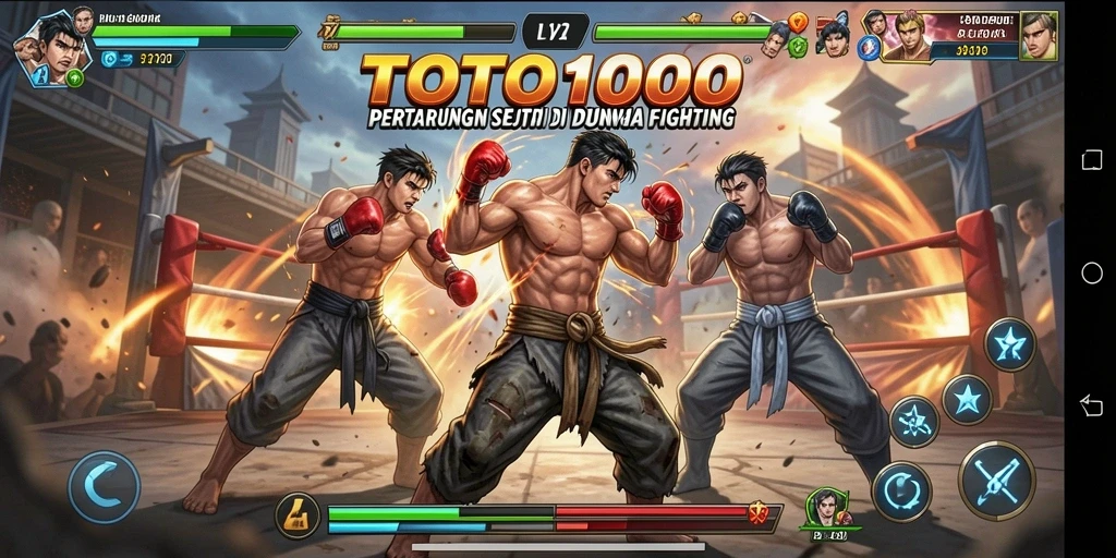Screenshot TOTO1000 menampilkan aksi pertarungan yang mendebarkan.