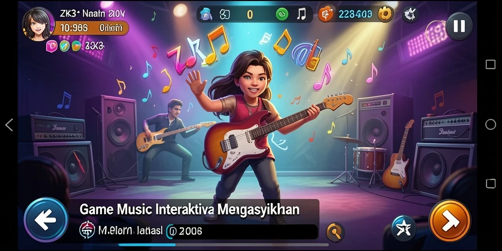 Screenshot gameplay ZK3 dengan tantangan musik yang seru.